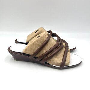 6W 6‎ WIDE WIDTH Lifestride Womens Yours Truly Brown Wedges Sandals Shoes